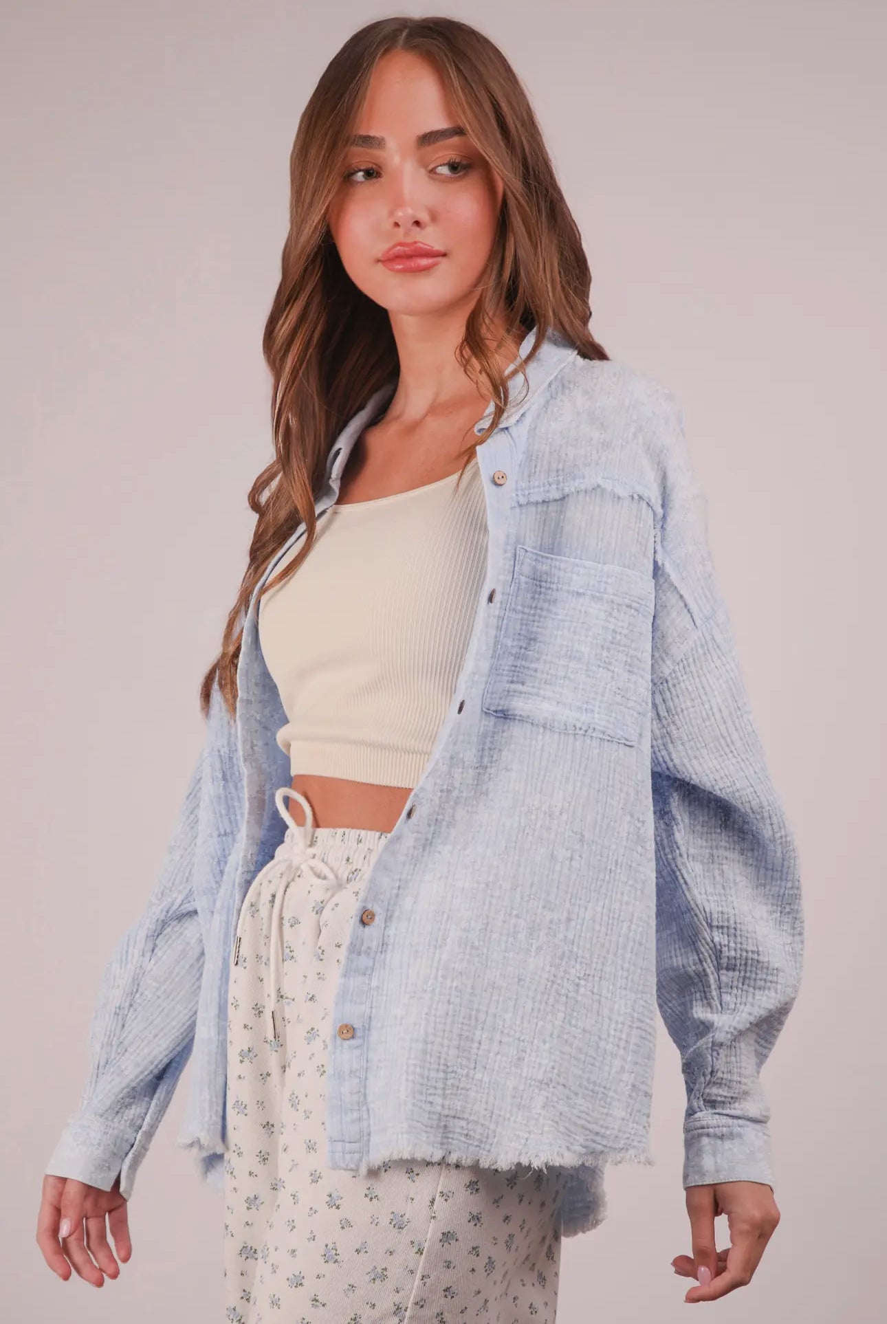 Blue Breeze Button Up- Curvy Gal