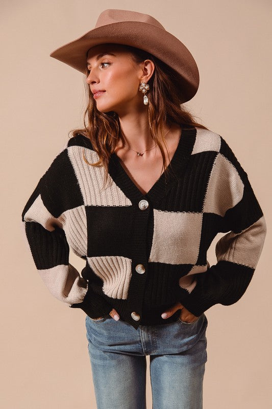 Fallin' in Love Checkered Cardigan