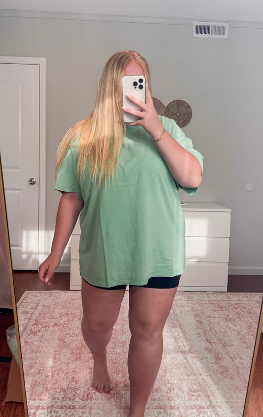 Logan Mineral Washed Tee--Bright Green