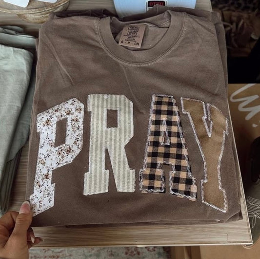 PRAY Embroidered Patch Work Tee— Pre Order Only