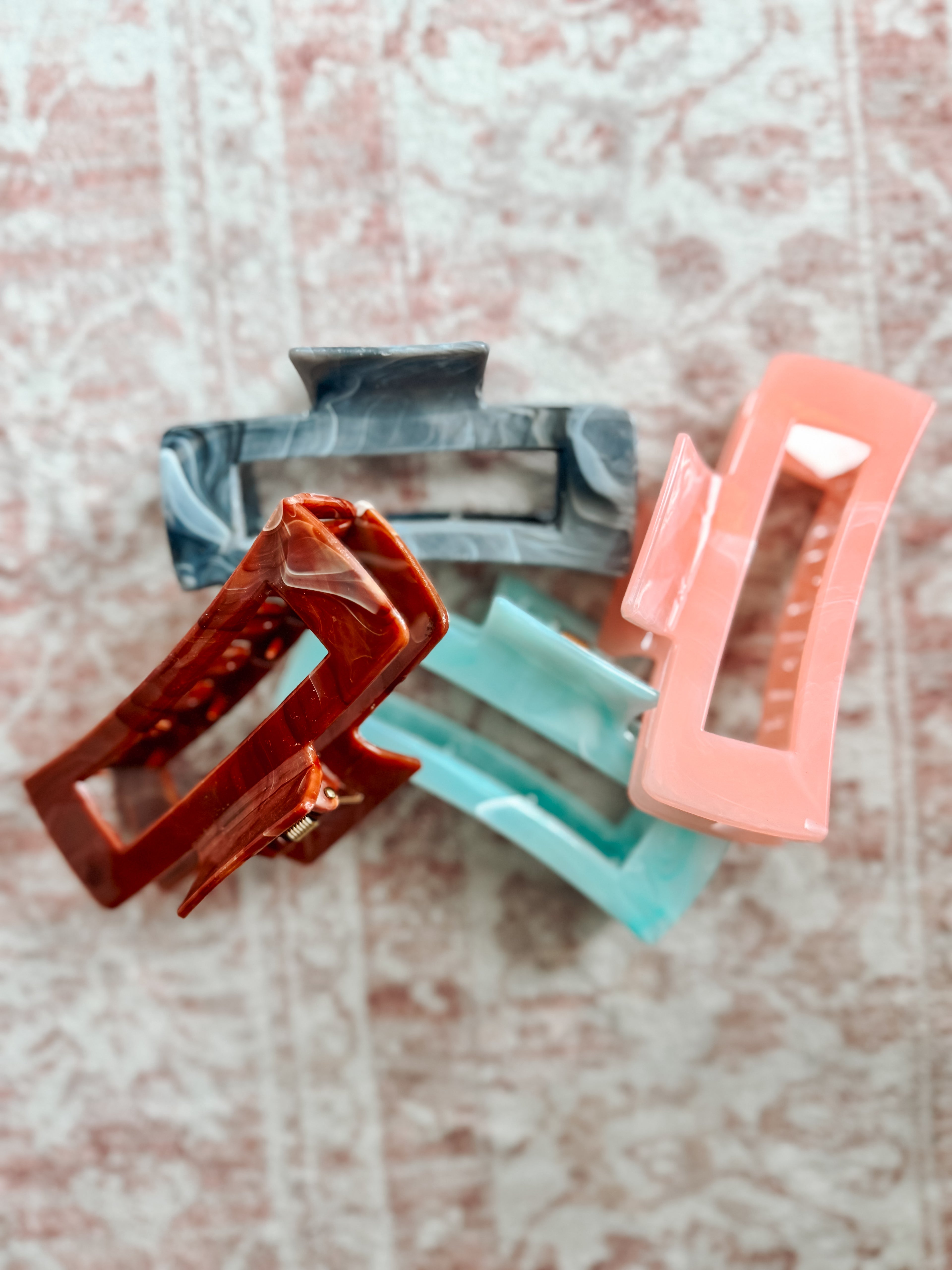 Marble Rectangle Claw Clip